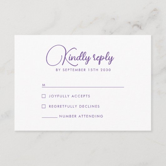 Wilde bloemen Paarse Lila bruiloft RSVP Informatiekaartje (Voorkant)