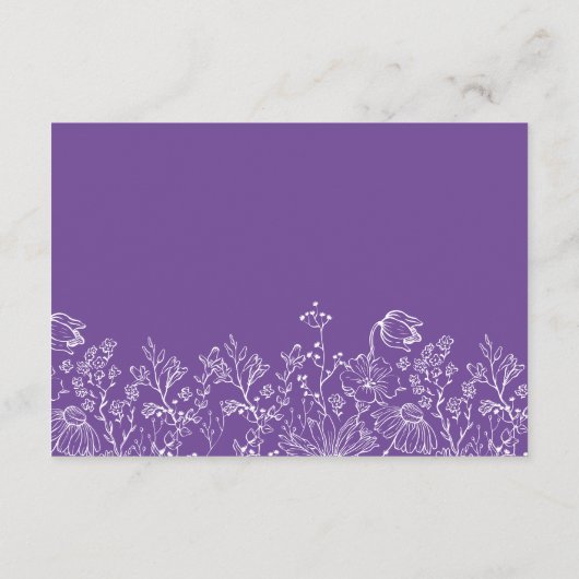 Wilde bloemen Paarse Lila bruiloft RSVP Informatiekaartje (Achterkant)