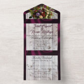 Wilde bloemen, Paarse lint en lichten All In One Uitnodiging (Binnen)