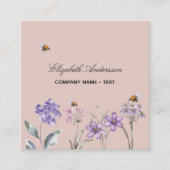 Wilde bloemen paarse stoffige aarde QR-code Vierkante Visitekaartje (Voorkant)