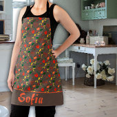 Wilde bloemen papaver bruin schort