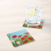 Wilde bloemen papaver en madijvis kartonnen onderzetters (Insitu)