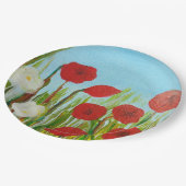 Wilde bloemen papaver en madijvis papieren bordje (Gekanteld)