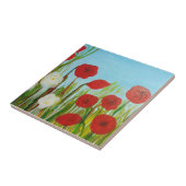 Wilde bloemen papaver en madijvis tegeltje (Zijkant)