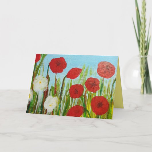 Wilde bloemen papaver en paasmakerij kaart (Voorkant)