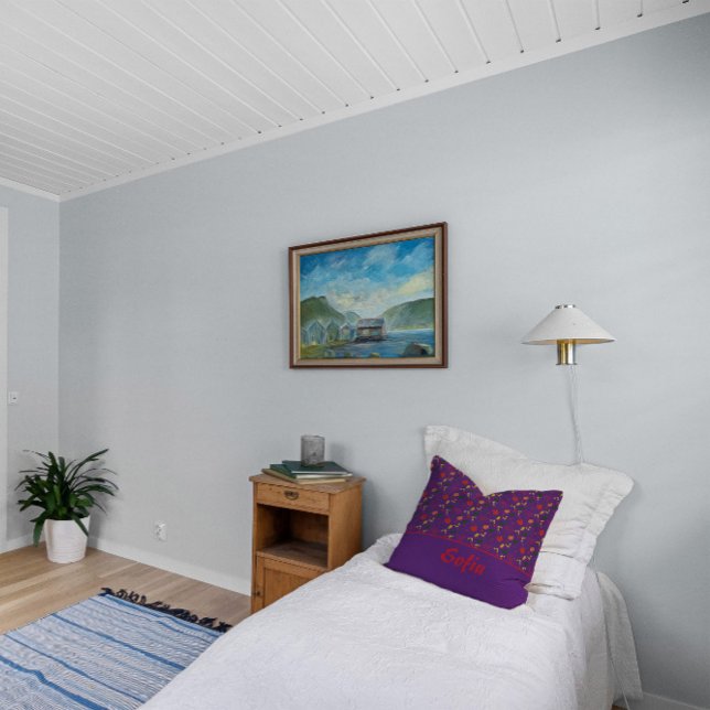 Wilde bloemen, papaverpapaver, paarse werppijp kussen (Creator heeft geüpload)