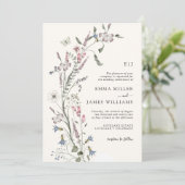 Wilde Bloemen Pastel Bruiloft Kaart (Staand voorkant)