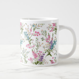 Wilde bloemen pastel lente bloemmotief  grote koffiekop