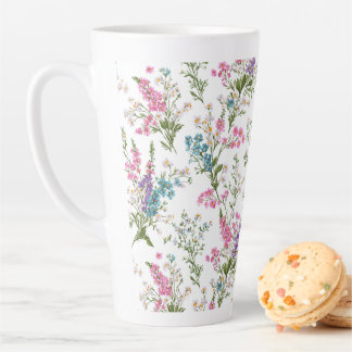 Wilde bloemen pastel lente bloemmotief  latte mok