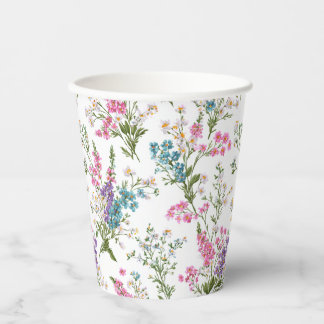 Wilde bloemen pastel lente bloemmotief  papieren bekers