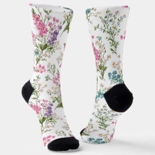 Wilde bloemen pastel lente bloemmotief sokken