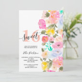 Wilde bloemen pastel roze weide tuin Sweet 16 Kaart (Staand voorkant)