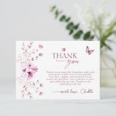 Wilde bloemen Pastel Ruby Roze Bruidsdouche Bedankkaart (Staand voorkant)