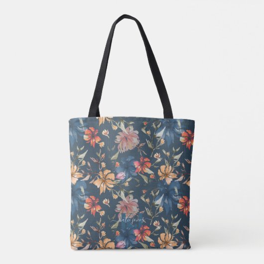 Wilde bloemen Patroon | Monogram Canvas tas (Achterkant)