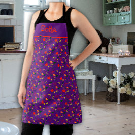 Wilde bloemen patroon paarse All-Over Print Apron Schort