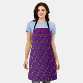 Wilde bloemen patroon paarse All-Over Print Apron Schort (Gedragen)
