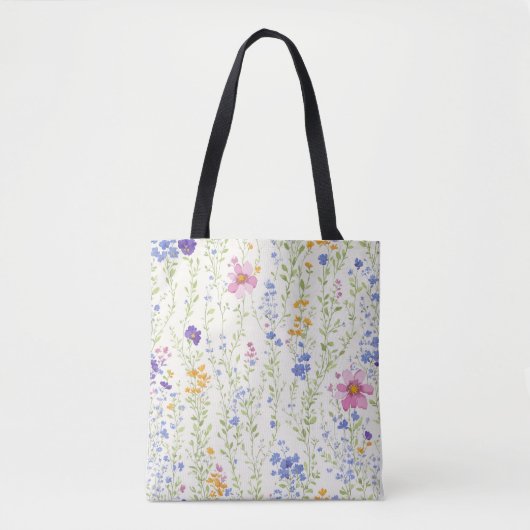 Wilde bloemen Patroon Tote Bag (Voorkant)