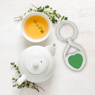 Wilde bloemen patroonnaam groene metalen Sleutelha Sleutelhanger