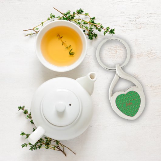 Wilde bloemen patroonnaam groene metalen Sleutelha Sleutelhanger