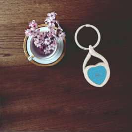 Wilde bloemen patroonnaam turquoise Metal Sleutelh Sleutelhanger
