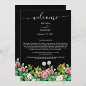 Wilde bloemen Periwinkle Black Wedroute Programmakaart (Voorkant / Achterkant)