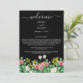 Wilde bloemen Periwinkle Black Wedroute Programmakaart (Staand voorkant)