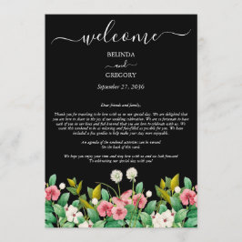Wilde bloemen Periwinkle Black Wedroute Programmakaart
