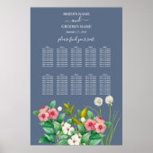 Wilde bloemen Periwinkle Blue Wedding Seating Char Poster (Voorkant)