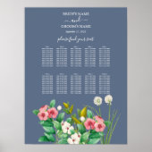 Wilde bloemen Periwinkle Blue Wedding Seating Char Poster (Voorkant)