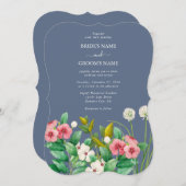 Wilde bloemen Periwinkle Dusty Blue Wedding Kaart (Voorkant / Achterkant)