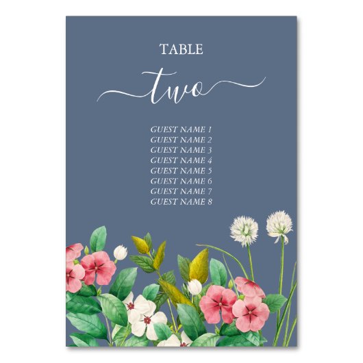 Wilde bloemen Periwinkle Dusty Blue Wedding Kaart (Achterkant)