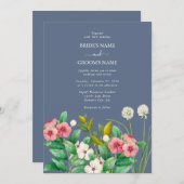 Wilde bloemen Periwinkle Dusty Blue Wedding Kaart (Voorkant / Achterkant)