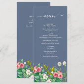 Wilde bloemen Periwinkle Dusty Blue Wedding Menu (Voorkant / Achterkant)