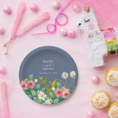 Wilde bloemen Periwinkle Dusty Blue Wedding Papieren Bordje (Feest)