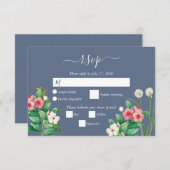 Wilde bloemen Periwinkle Dusty Blue Wedding RSVP Kaartje (Voorkant / Achterkant)