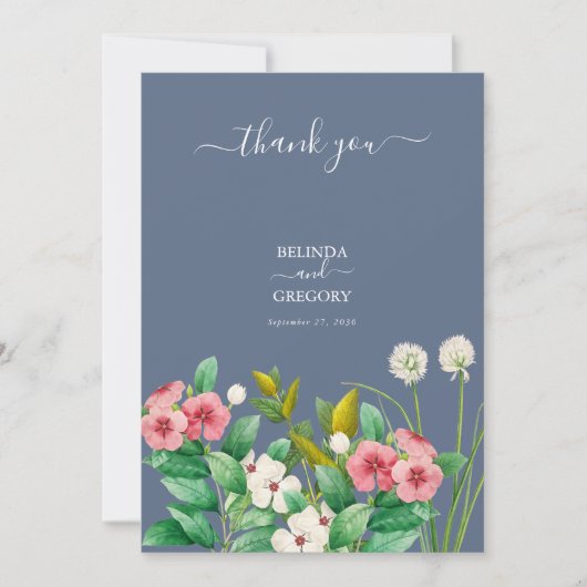 Wilde bloemen Periwinkle Dusty Blue Wedding Save The Date (Voorkant)