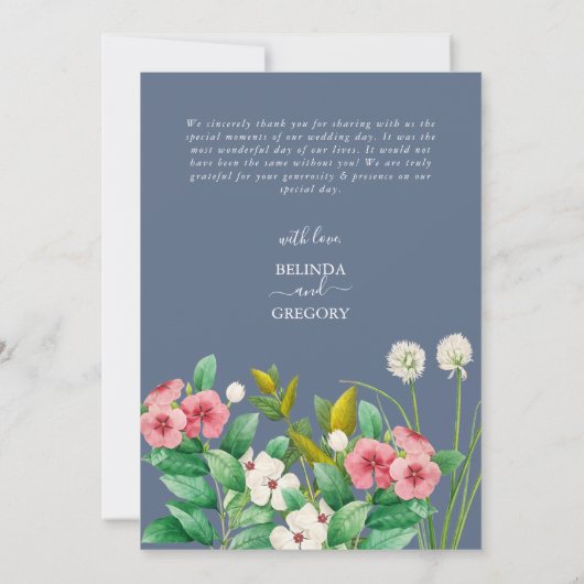 Wilde bloemen Periwinkle Dusty Blue Wedding Save The Date (Achterkant)