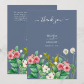 Wilde bloemen Periwinkle Dusty Blue Wedding Save The Date (Voorkant / Achterkant)