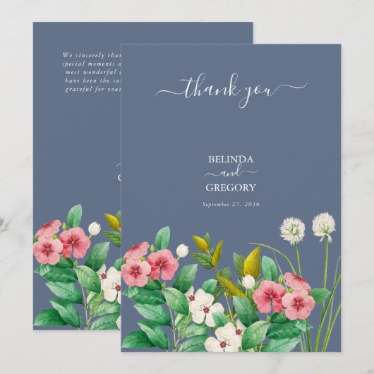 Wilde bloemen Periwinkle Dusty Blue Wedding Save The Date (Voorkant / Achterkant)