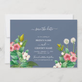 Wilde bloemen Periwinkle Dusty Blue Wedding Save The Date (Voorkant)