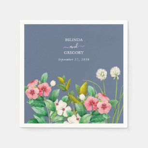Wilde bloemen Periwinkle Dusty Blue Wedding Servet
