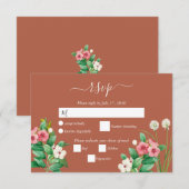 Wilde bloemen Periwinkle Oranje Terracotta Wedding RSVP Kaartje (Voorkant / Achterkant)