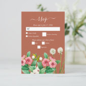 Wilde bloemen Periwinkle Oranje Terracotta Wedding RSVP Kaartje (Staand voorkant)