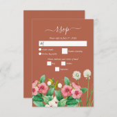 Wilde bloemen Periwinkle Oranje Terracotta Wedding RSVP Kaartje (Voorkant / Achterkant)