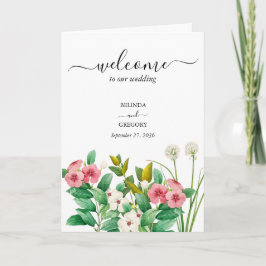 Wilde bloemen Periwinkle Wedding Order of Service Programma