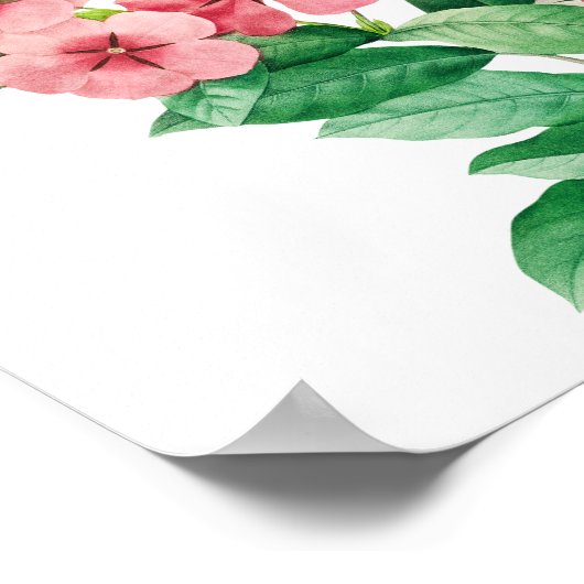 Wilde bloemen Periwinkle Wedding Seding Chart Poster (Hoek)