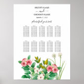 Wilde bloemen Periwinkle Wedding Seding Chart Poster (Voorkant)
