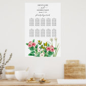 Wilde bloemen Periwinkle Wedding Seding Chart Poster (Keuken)
