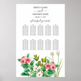 Wilde bloemen Periwinkle Wedding Seding Chart Poster