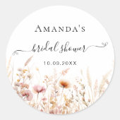 Wilde bloemen perzik beige herfst liefde bruidsdou ronde sticker (Voorkant)